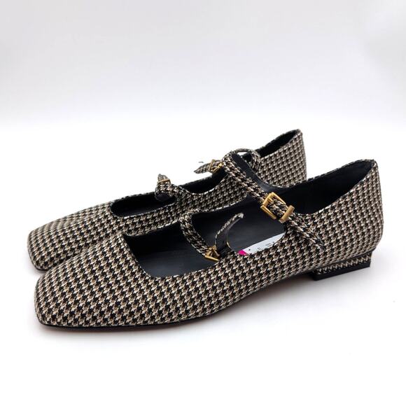 Franco Sarto Tayana Flats Women's Houndstooth Black Size US9.5M EU40.5 - Picture 1 of 10
